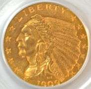 Very Scarce choice BU 1909 $2.50 Indian Gold Piece. PCGS MS62