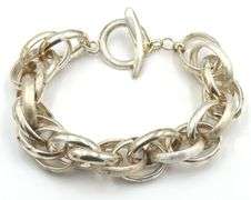 925 Sterling silver high polished and satin link bracelet