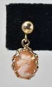 Vintage 14K Yellow Gold Cameo Dangle Earrings