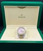 New Custom Iced Out Two-tone Bustdown Rolex Datejust 36mm Pink MOP