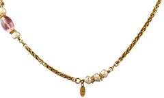 Chanel Pink Stone and Faux Pearl Station Necklace