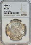 Better Near Gem BU 1888 Morgan Silver Dollar. NGC MS64