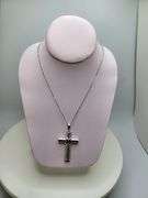 High Quality 18KT White gold Cross on 18 inch chain