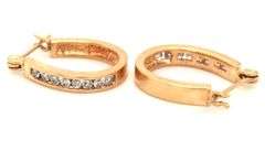 Useful 14K YG Hoop Earrings with Channel Set Diamonds