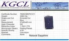 Huge Museum Size Certified 3060 Ct Museum Size Blue Sapphire