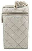 Chanel Silver Crossbody Quilted Box Bag