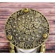 Mandala Hourglass Engraved Brass and Iron Sand Timer with Crystals