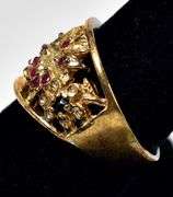 Ruby, Emerald and Sapphire Gemstone Ring in Vermeil Sterling Silver