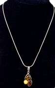 Amber Gemstone Pendant Necklace in Sterling Silver