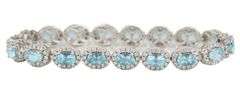 New 8.15ctw Oval Aquamarine and 2.85ctw Diamond Frame Tennis Bracelet in 14K