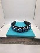 New! +47 ctw all natural topaz and 1.37ct diamond weaved on fabric bracelet