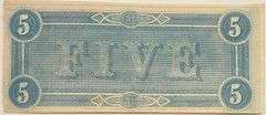 $ 5 Rich red Choice CU Confederate States Note