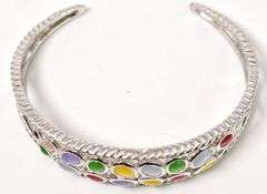Multi-Gemstone Cuff Bracelet in Sterling Silver