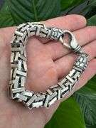 8 Inch Oxidized 925 Sterling Silver Byzantine Bracelet 9mm