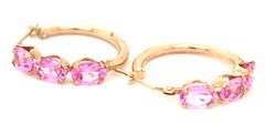 10kt Yellow gold pink topaz hoop earrings