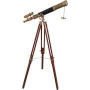 Brass Double-Barrel Floor Telescope with Leather Wrap