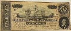 Choice Near Unc Feb 1864 Series $20 CSA  Note