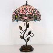 Pink Dragonfly Stained Glass Table Lamp