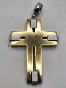Vintage Large 18KT Two Tone Gold Cross Pendant
