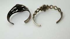 925 Sterling Silver Two Native American Navajo Turquoise Cuff Bracelets