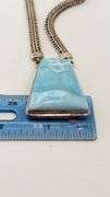 925 Sterling Silver Rare Blue Larimar Pendant With 7mm Herrington Chain Necklace