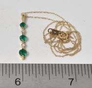 Astonishing 14K Yellow Gold Emerald and Diamond Pendant Necklace