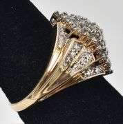 Stunning 10K Yellow Gold Diamond Cluster Ring