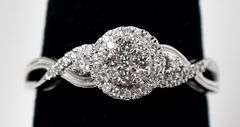 Dazzling 10K White Gold Diamond Cluster Ring