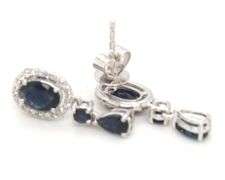 14kt White gold sapphire and diamond halo dangle earrings
