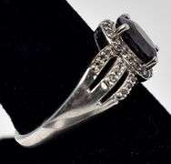 Green Gemstone and CZ Gemstone Ring in Sterling Silver