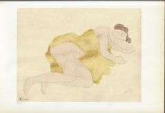 Exclusive Auguste Rodin Lithograph of Watercolor Signed in the Plate, 1949