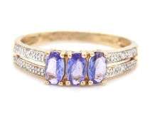 10kt Yellow gold blue sapphire cocktail ring