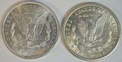 Very Choice BU 1921-D and 1921-S Morgan Silver Dollars
