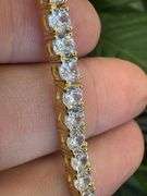 Gold Plated 925 Sterling Silver Tennis Clear CZ Necklace Bracelet 4mm New 8"