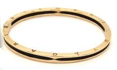 18kt Yellow gold B-Zero 1 style black ceramic bangle bracelet