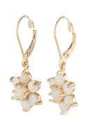 Opal Flower Style Leverback Drop Earrings in 14K