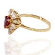 18K(750) Yellow Gold Natural Diamond Ballerina Ruby Ring
