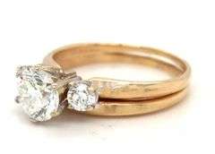 14kt Yellow gold 1.06ct Enhanced and 0.20ctw side diamond engagement set ring