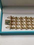 Italian Signed 18KT Yellow Gold Wide Bracelet