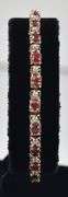 Attractive 10K Yellow Gold Ruby Gemstone and Diamond Bracelet