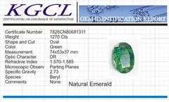 Magnificent Certified Museum Size 1270 Ct Natural Green Brazilian Emerald