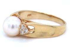 Feminine 14k Pearl and Diamond Ring