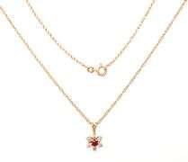 14kt Yellow gold ruby and diamond pendant on chain