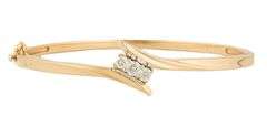 0.50ctw Triple Diamond Bypass Bangle Bracelet in 14K
