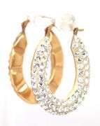 14kt Yellow gold crystal oval earrings