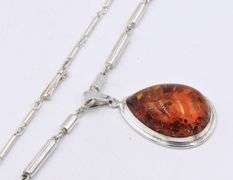 925 Sterling Silver Resin Pendant on Chain Necklace