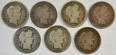 Run of 7 different Better Date Barber Dimes 1893-S to 1899-O