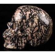 Hand-Carved Pink Rhodonite Crystal Skull
