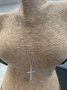 Sterling Silver Rhodium Plated 925 Cross Moissanite Pendant Necklace 16" +2"