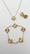 18KT Yellow Gold Set Of Guilloche Pattern Gold Include Bracelet , Pendant And Earrings